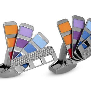 Multi Colour Gunmetal Plated Colorama Book Cufflinks - Black